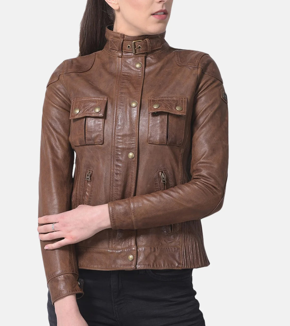 Women Brown leather jacket