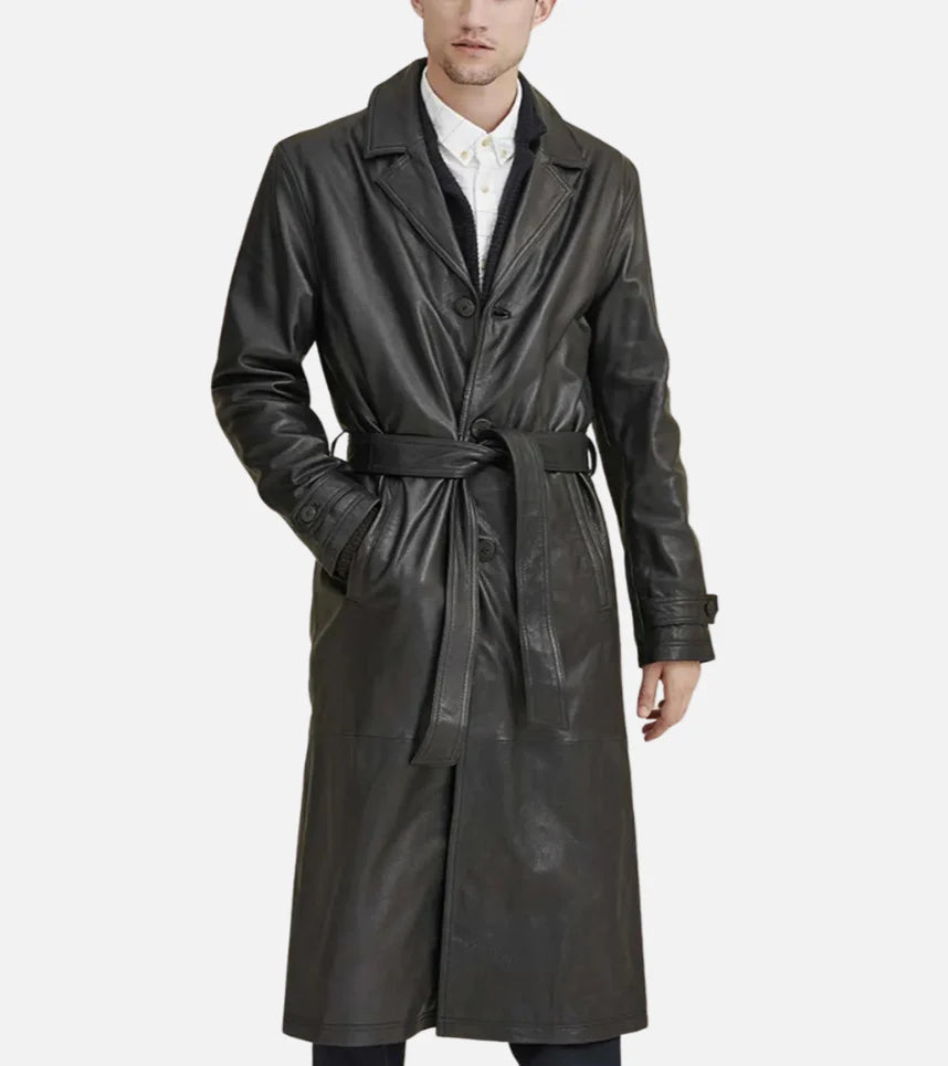 Leather Long Trench Coat