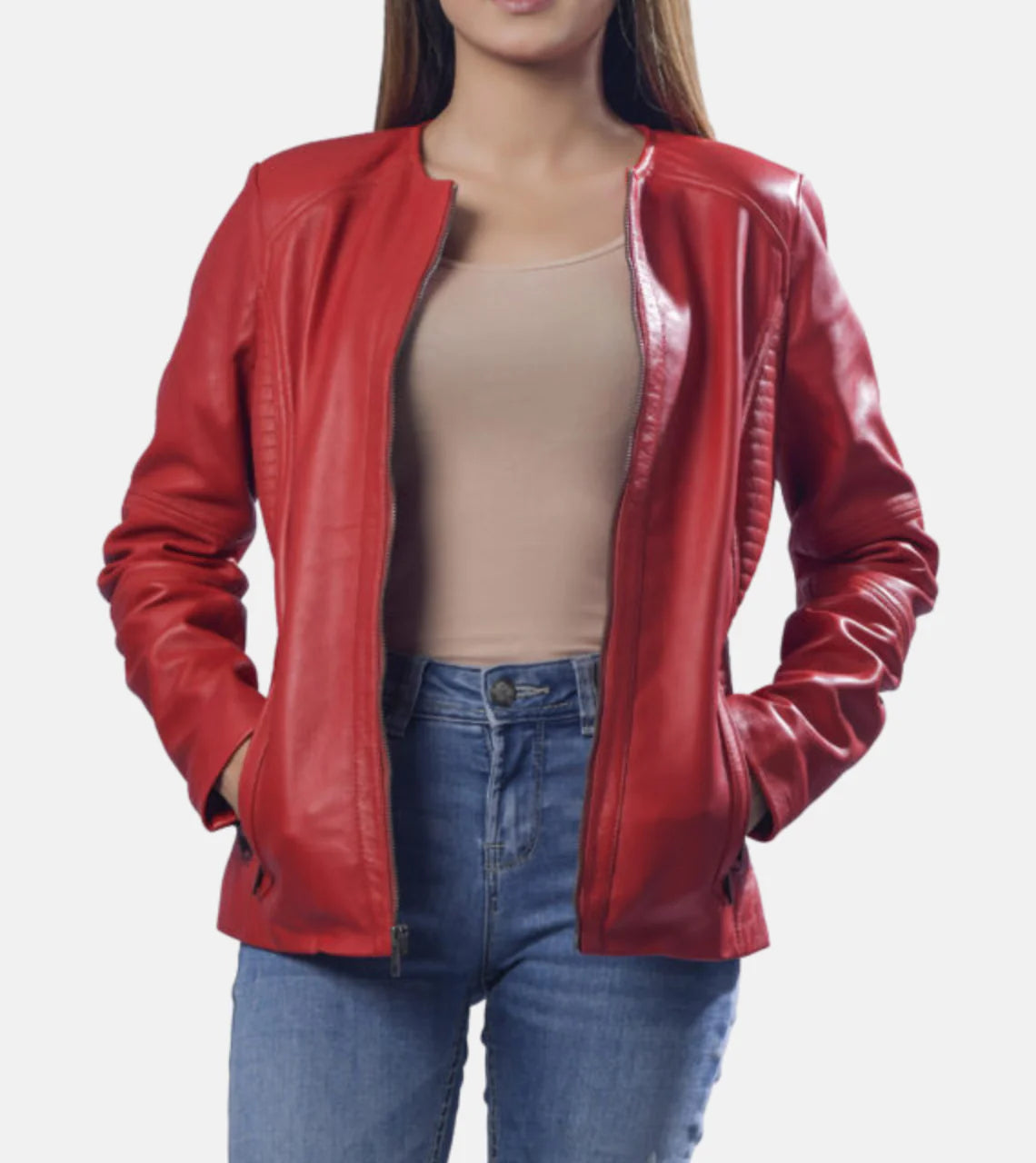 red leather jackets women