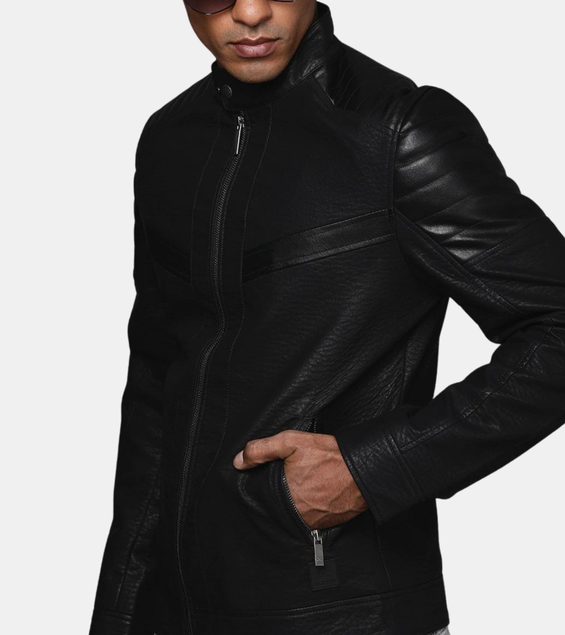 Ezryn Men's Sleek Black Leather Jacket