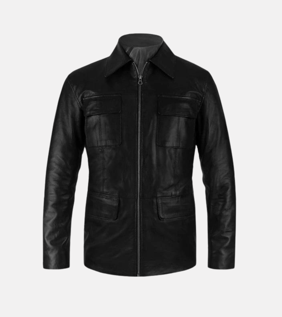 Bold Men's Black Leather Jacket front