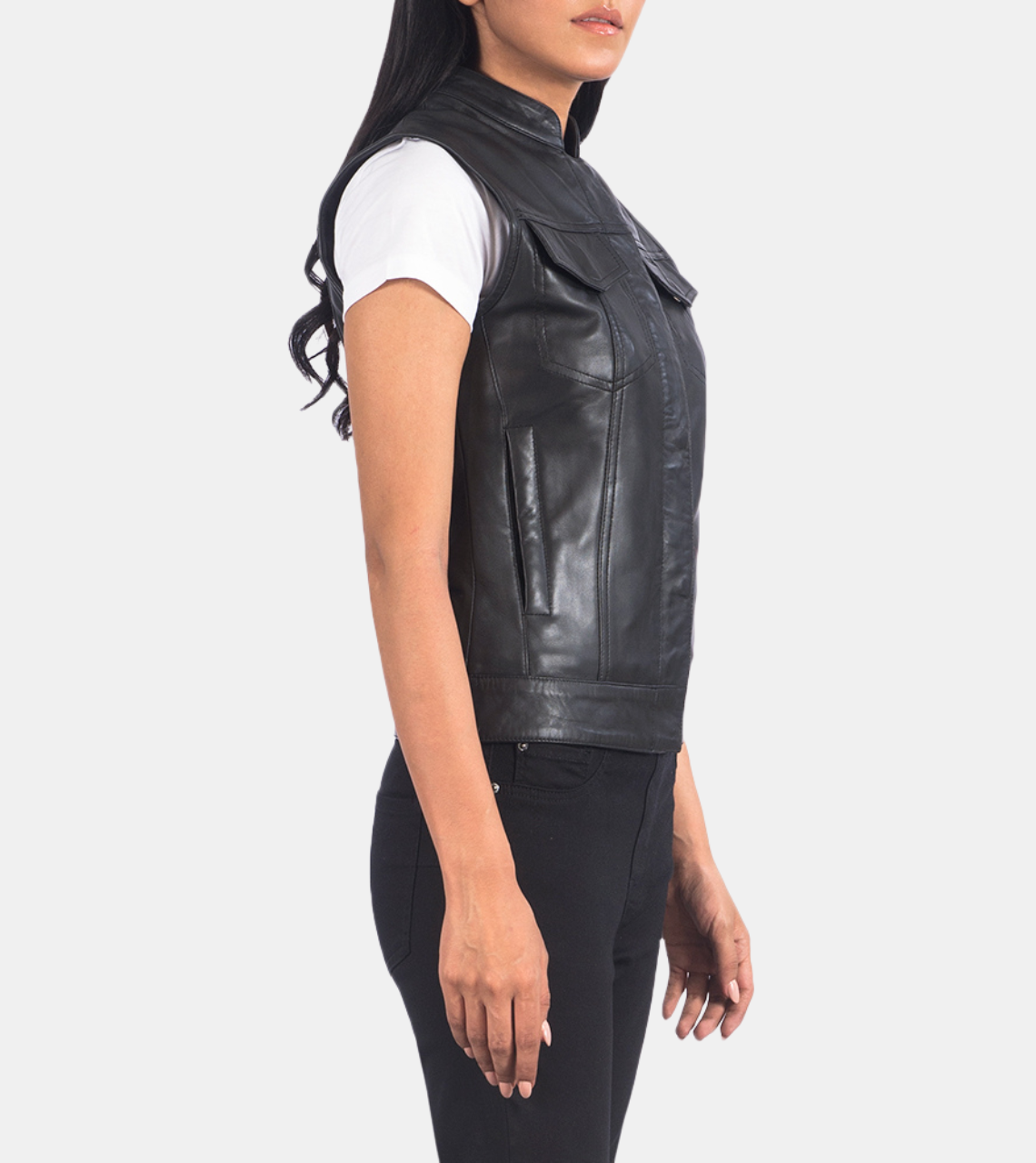  Black Leather Vest