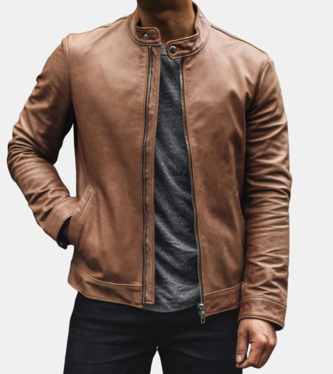 Liam Men's Tan Brown Leather Jacket