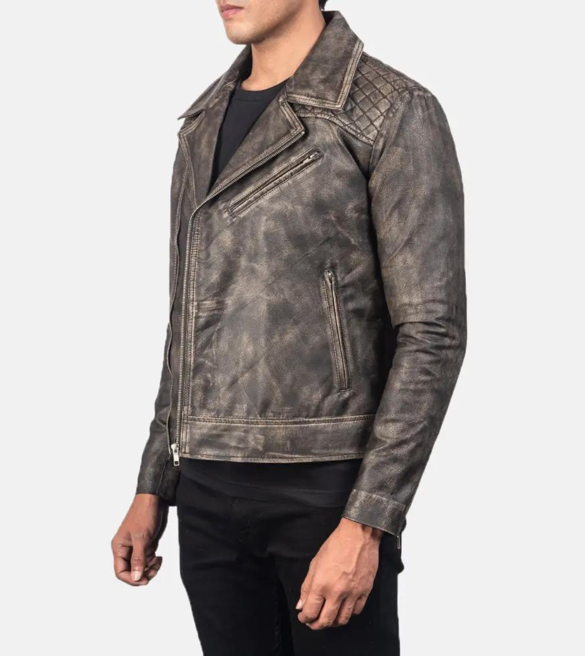  Caribbean Men's Biker Leather Jacket 