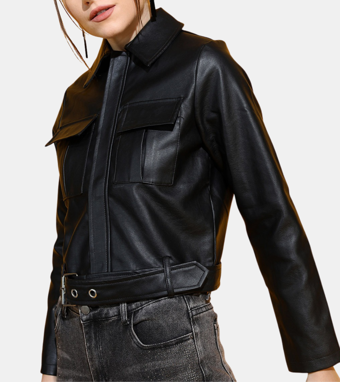 Camreigh Women's Black Leather Jacket