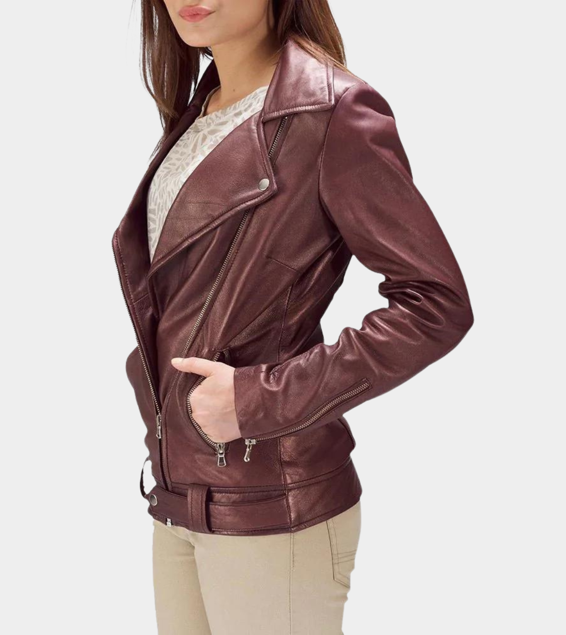  Women's Biker Leather Jacket