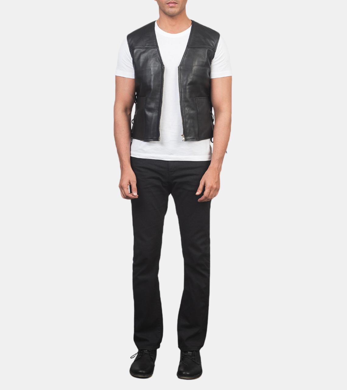 Judson Men's Black Leather Vest