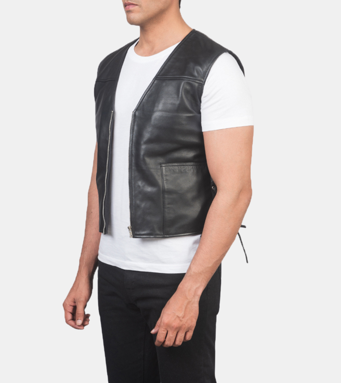 Judson Men's Black Leather Vest