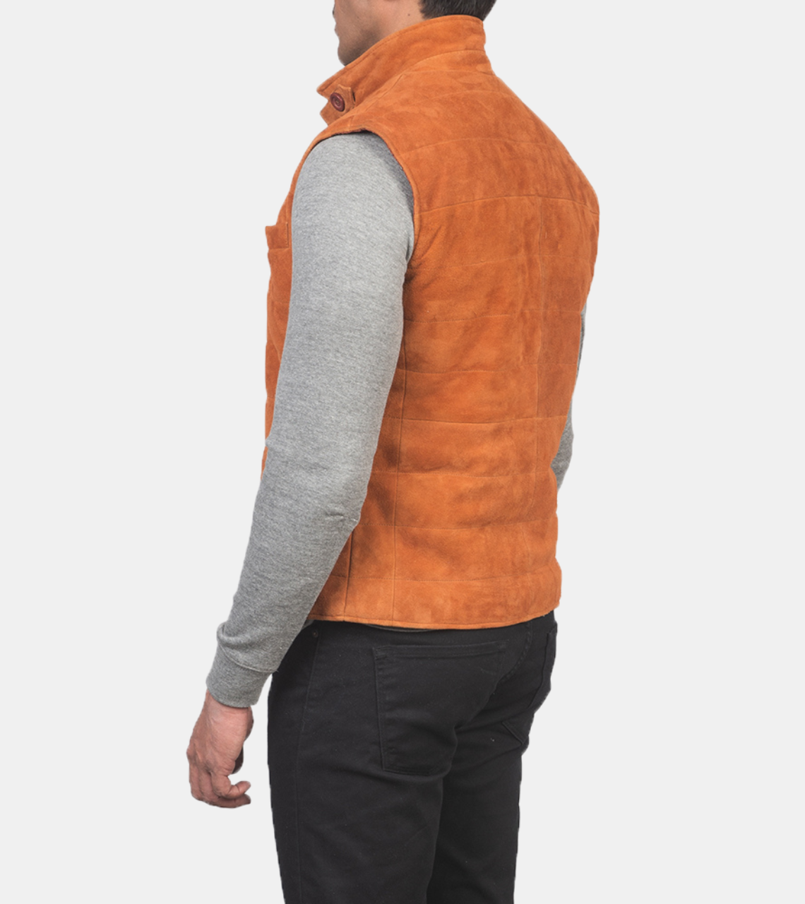 Lucean Men's Mustard Suede Leather Vest Back