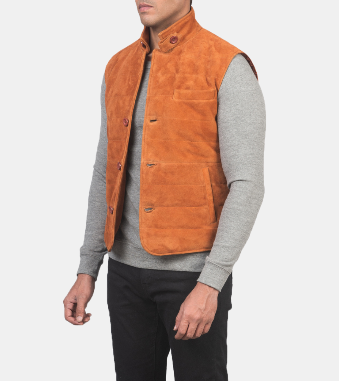 Lucean Mustard Suede Leather Vest For Men's