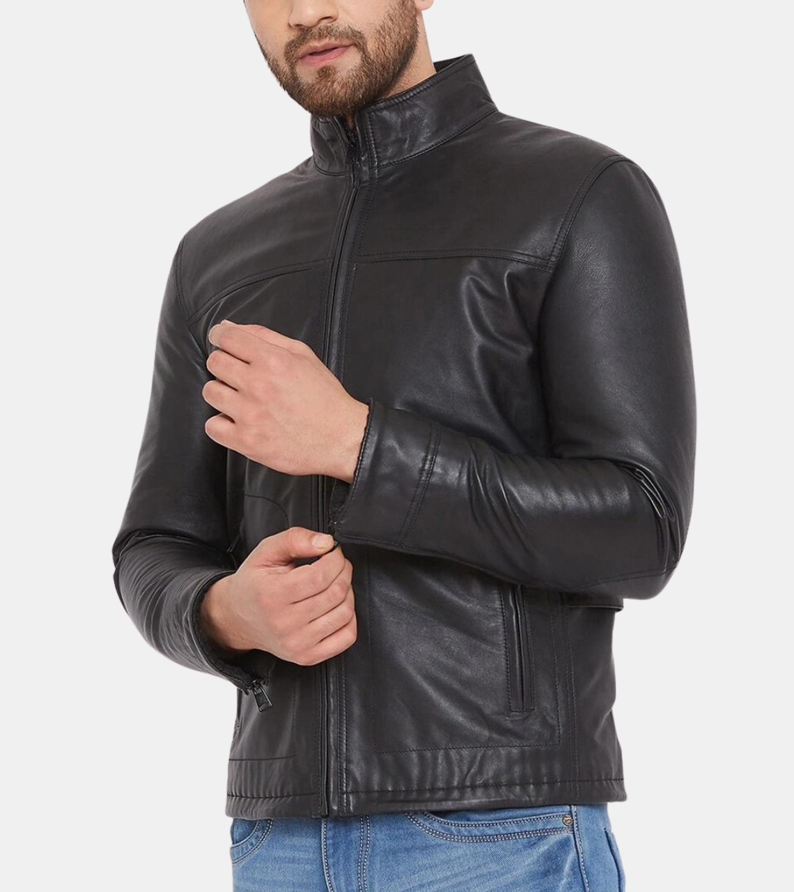  Sullivan Men's Leather Jacket Zippered