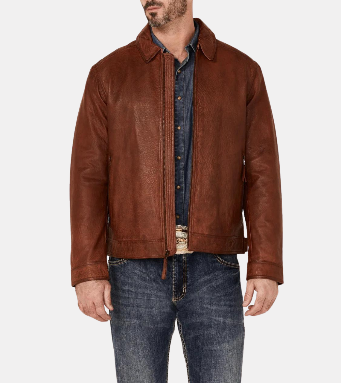 Cowboy Rugged Lambskin Men Leather Jacket