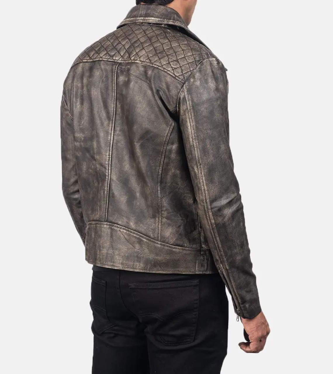  Caribbean Men's Biker Leather Jacket  Back