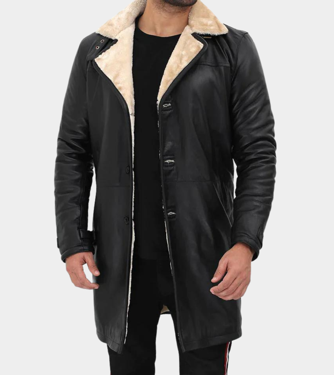 Shearling Lambskin Men's Leather Trench Coat