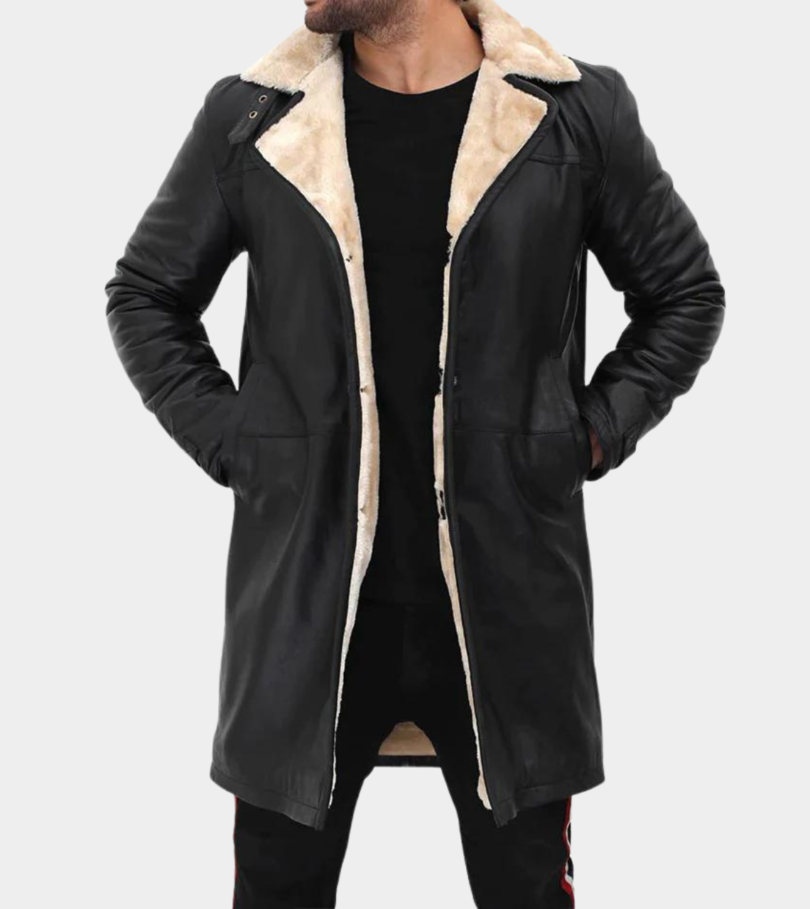  Men's Leather Trench Coat