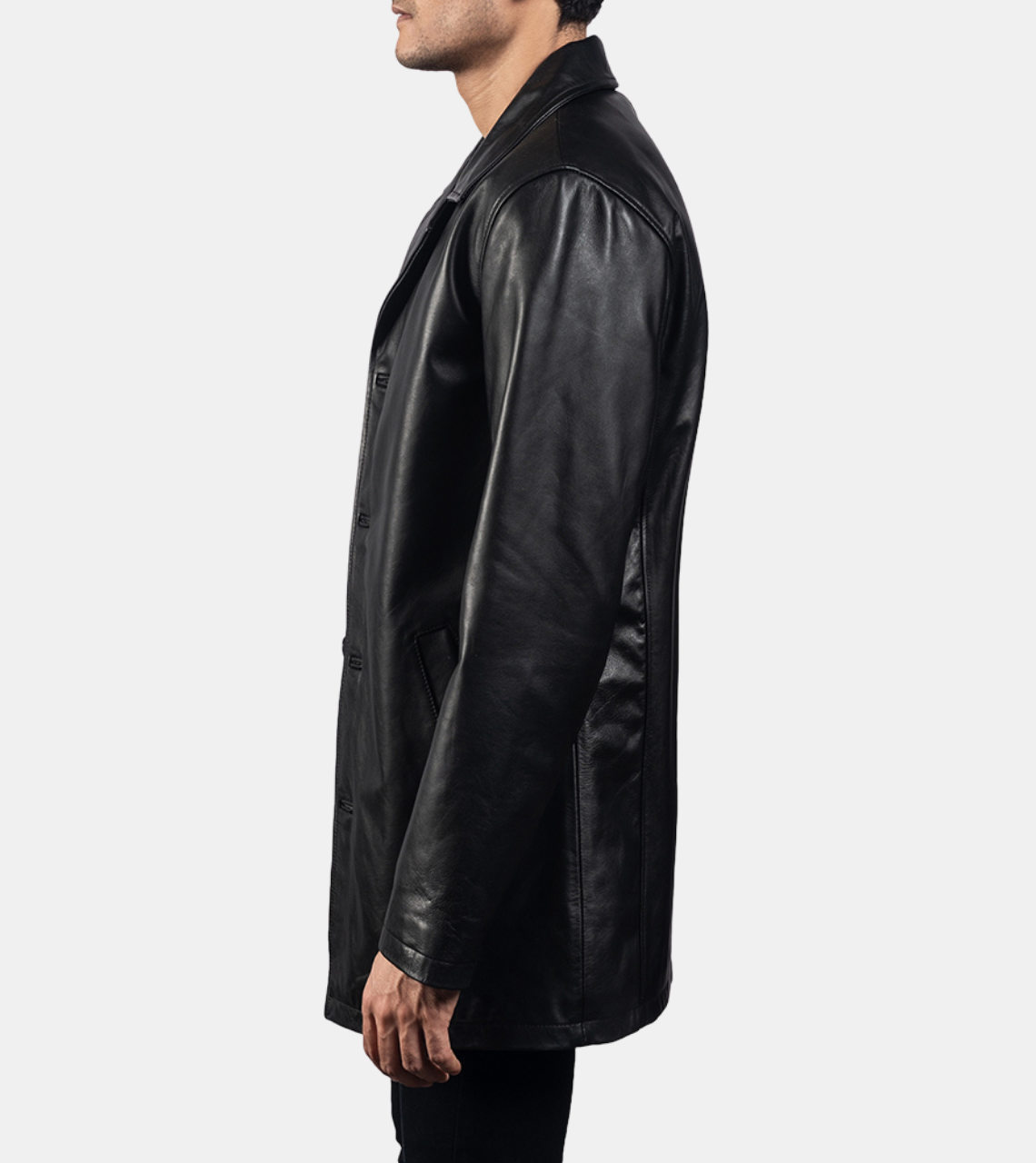 Sage Men's Black Leather Coat