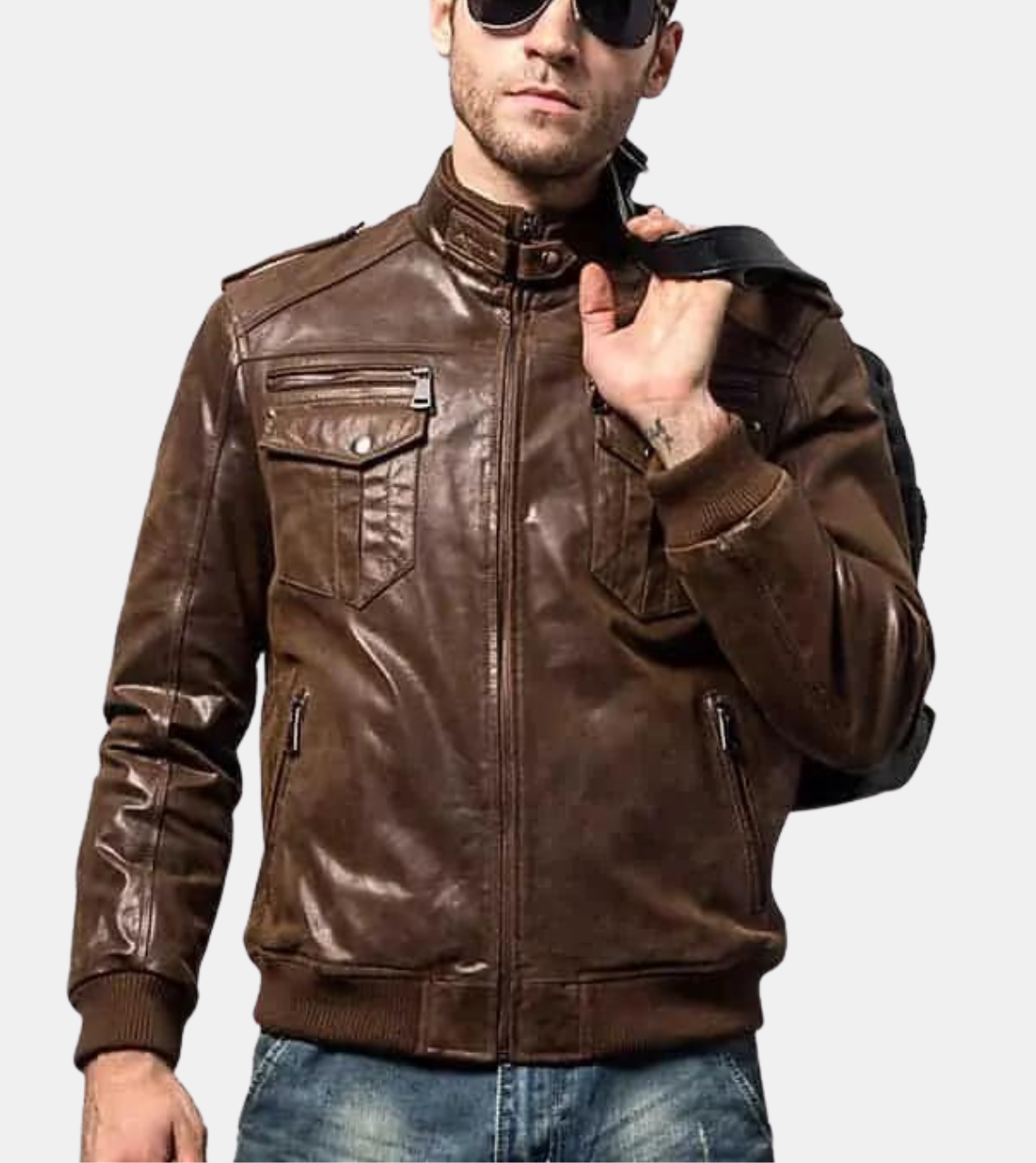  Leather Bomber Jacket