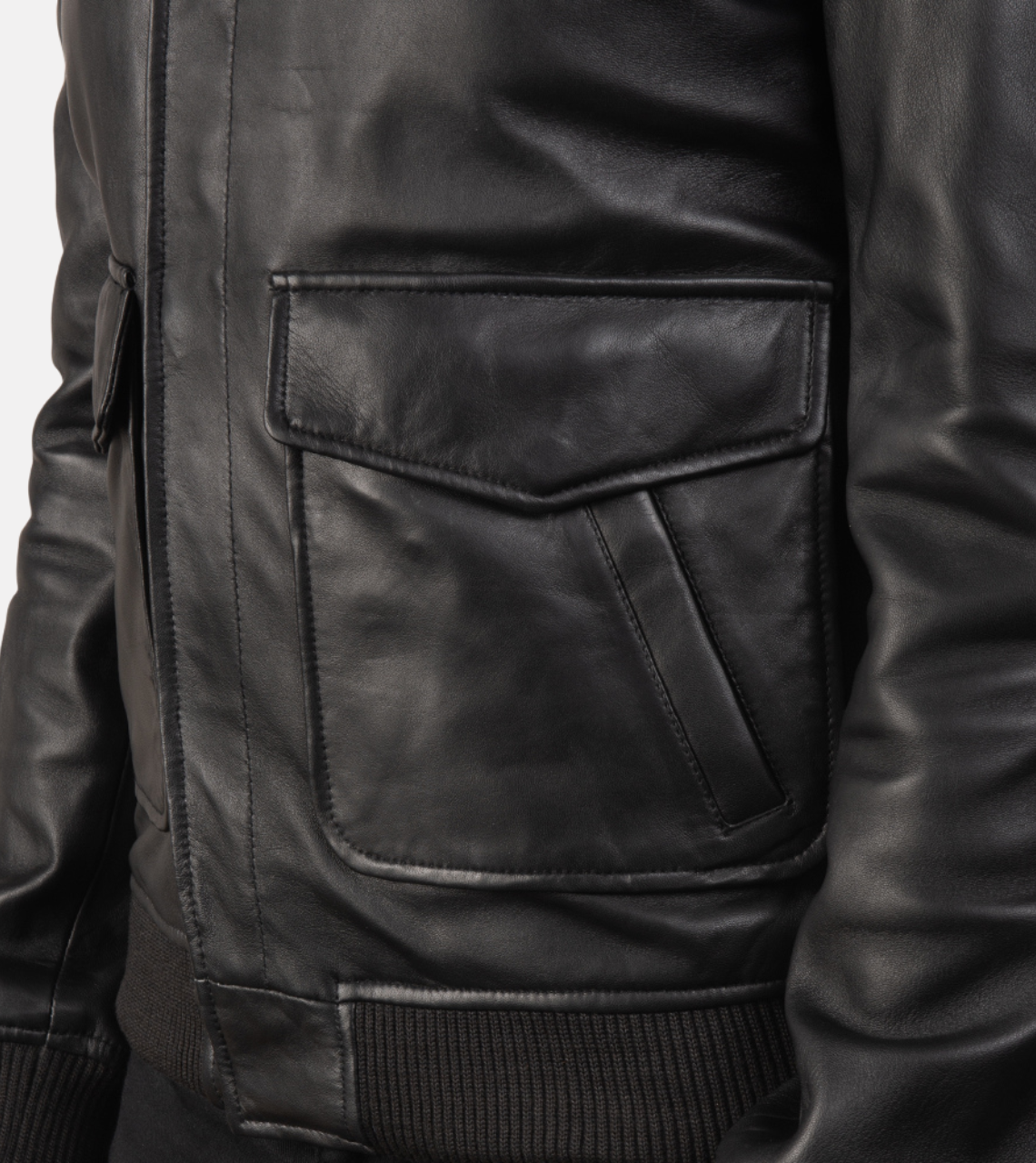 Nord Men's Leather Bomber Jacket Pocket