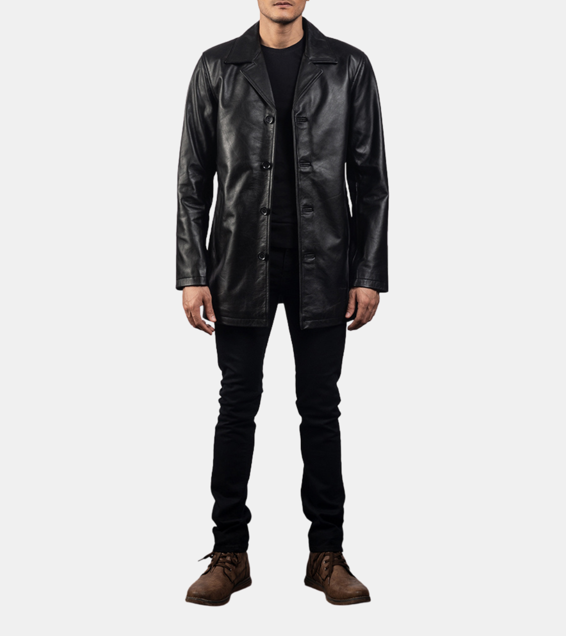 Sage Men's Black Leather Coat