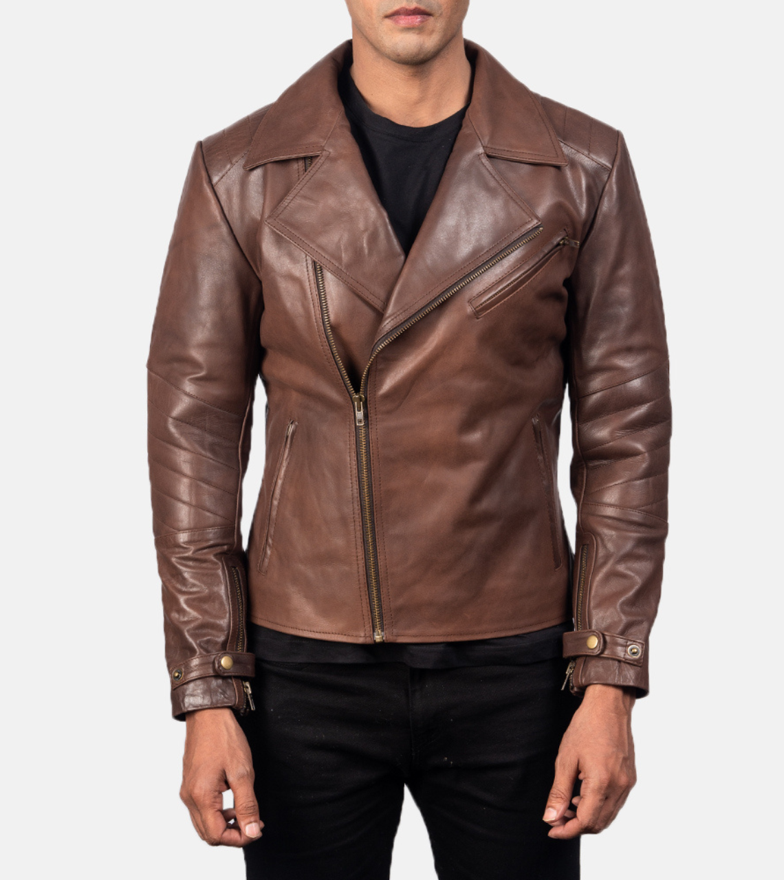  Leskov Men's Biker Leather Jacket 