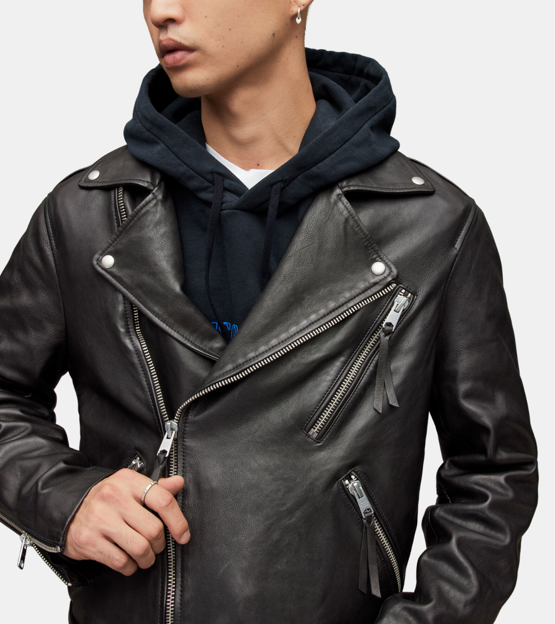 Jericho Men's Black Notched Collar Leather Jacket