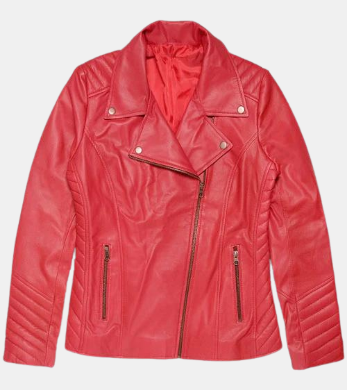  Women's Red Biker's Leather Jacket