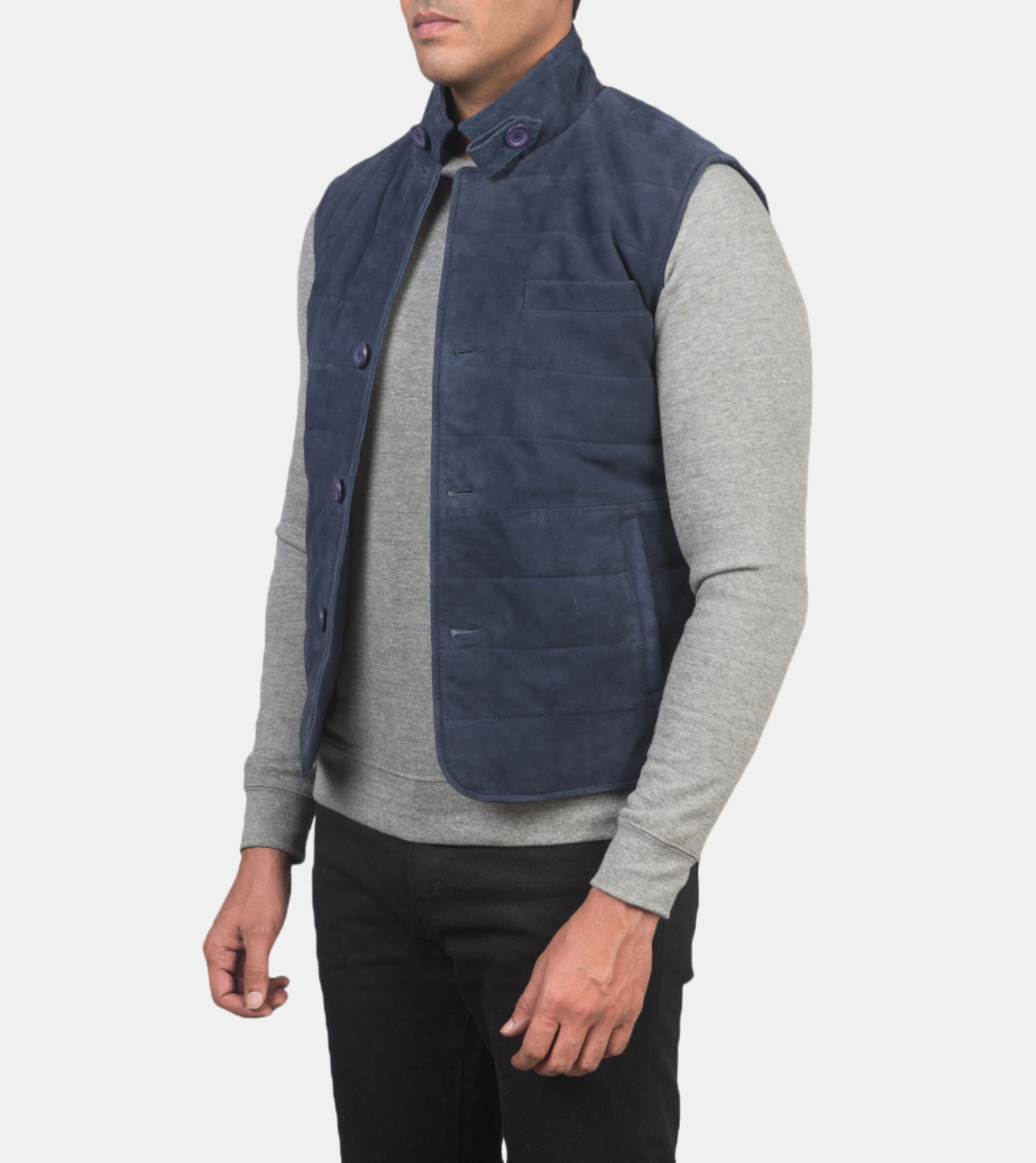  Blue Suede Leather Vest