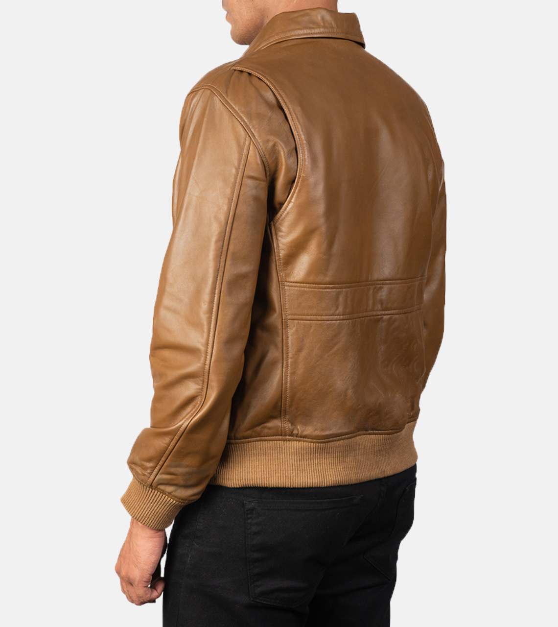 Nord Men's Brown Leather Bomber Jacket Back