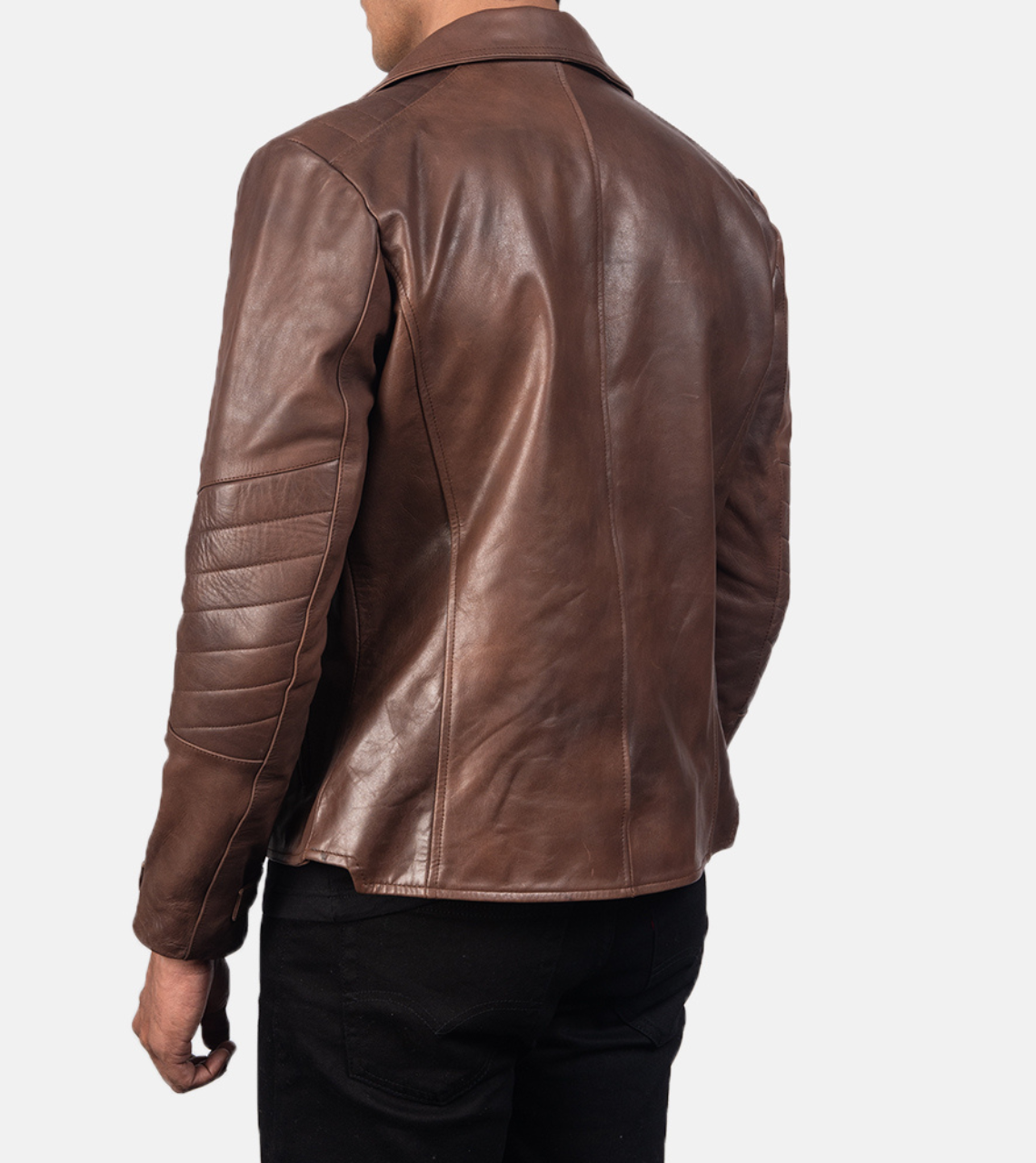 Leskov Men's Biker Leather Jacket Back