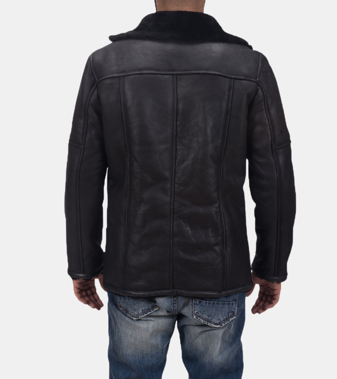 Jetaime Men's Black Shearling Leather Jacket