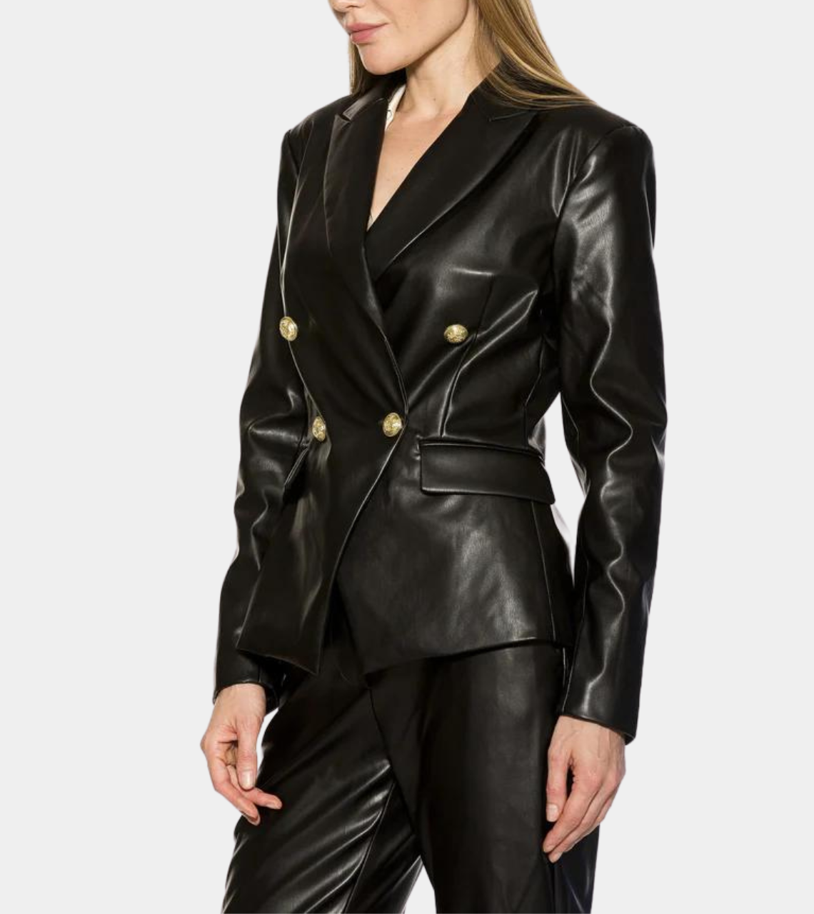  Black Women's Leather Blazer