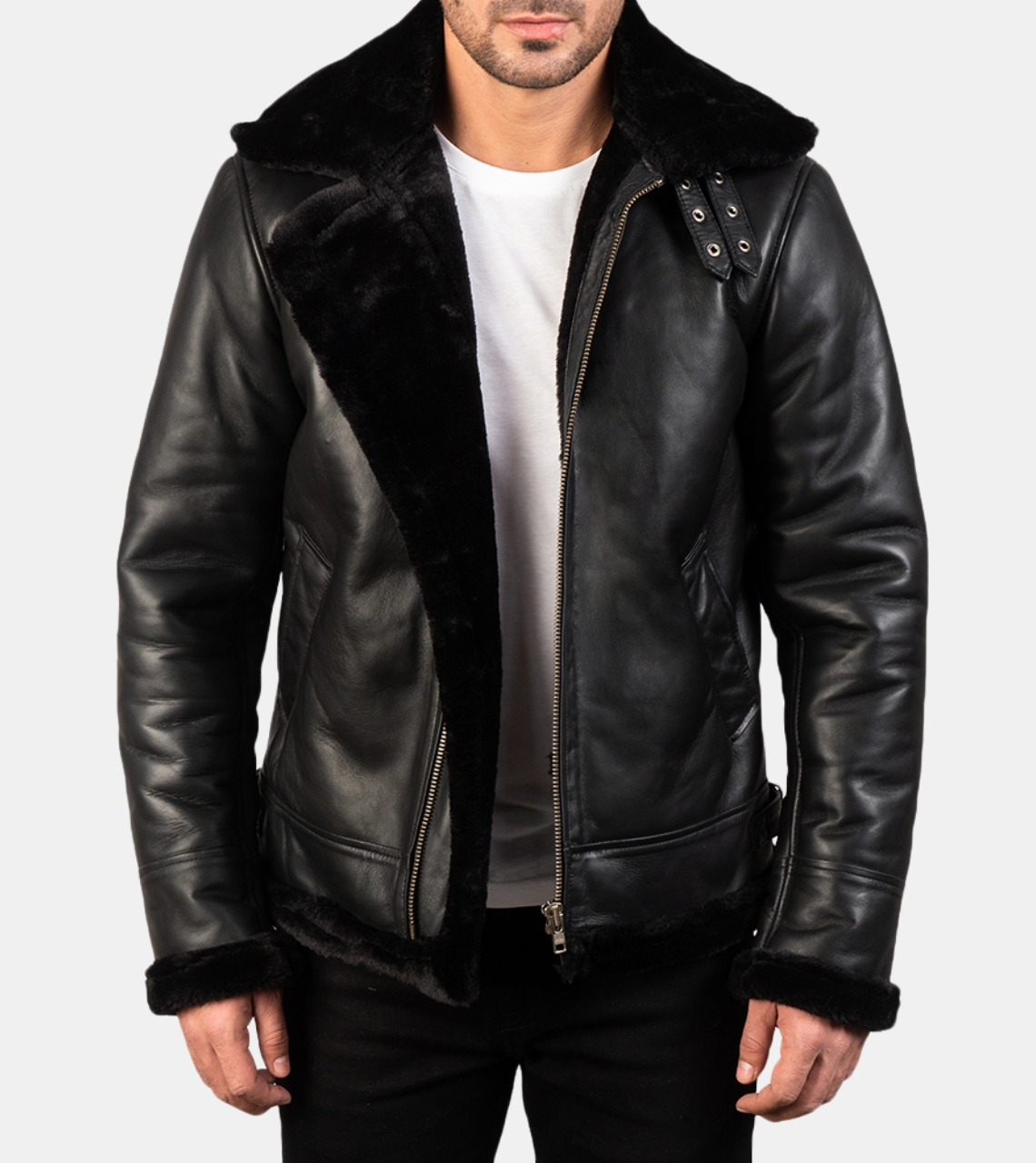 Dewey Men's Black Shearling Leather Jacket