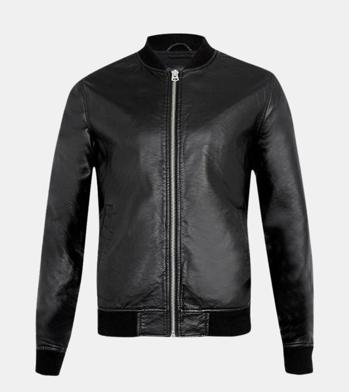 Classic Black Bomber Leather Jacket