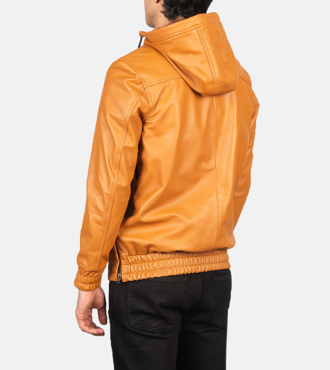 Chasity Hooded Leather Pullover Jacket Back