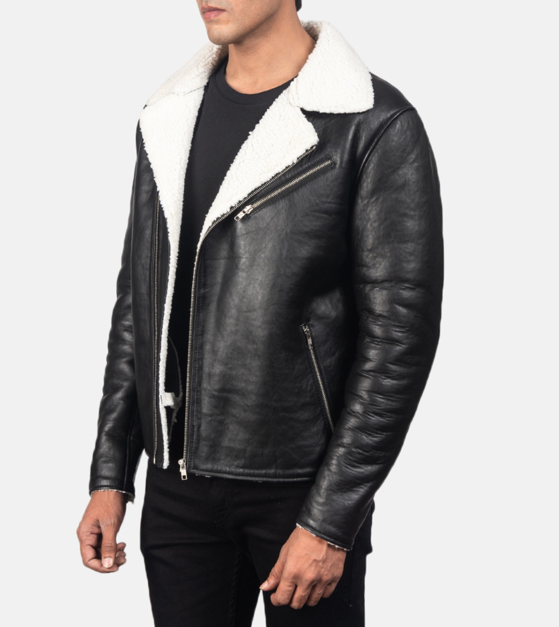 Shearling Men's Leather Bomber Jacket 