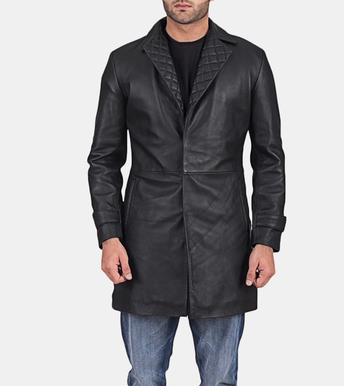 Auden Men's Black Quilted Leather Coat