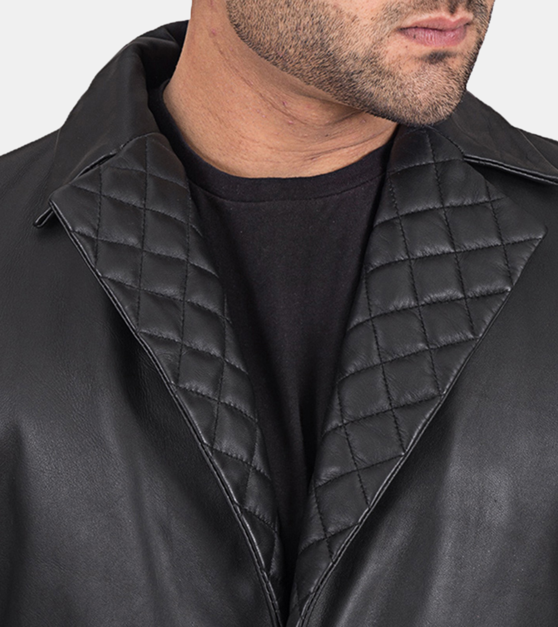 Auden Men's Black Quilted Leather Coat