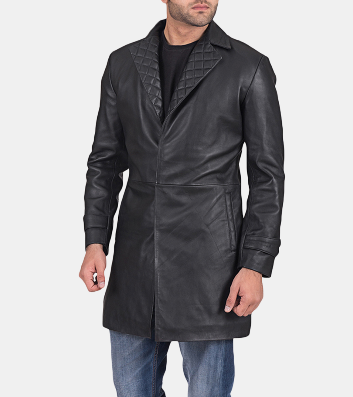 Auden Men's Black Quilted Leather Coat