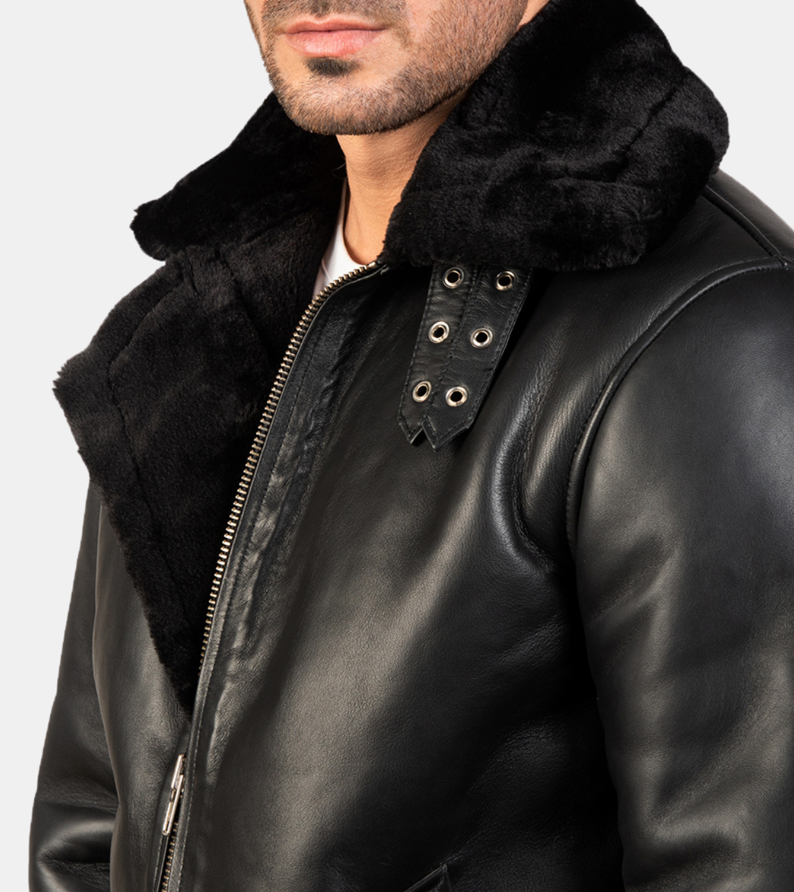 Dewey Men's Black Shearling Leather Jacket