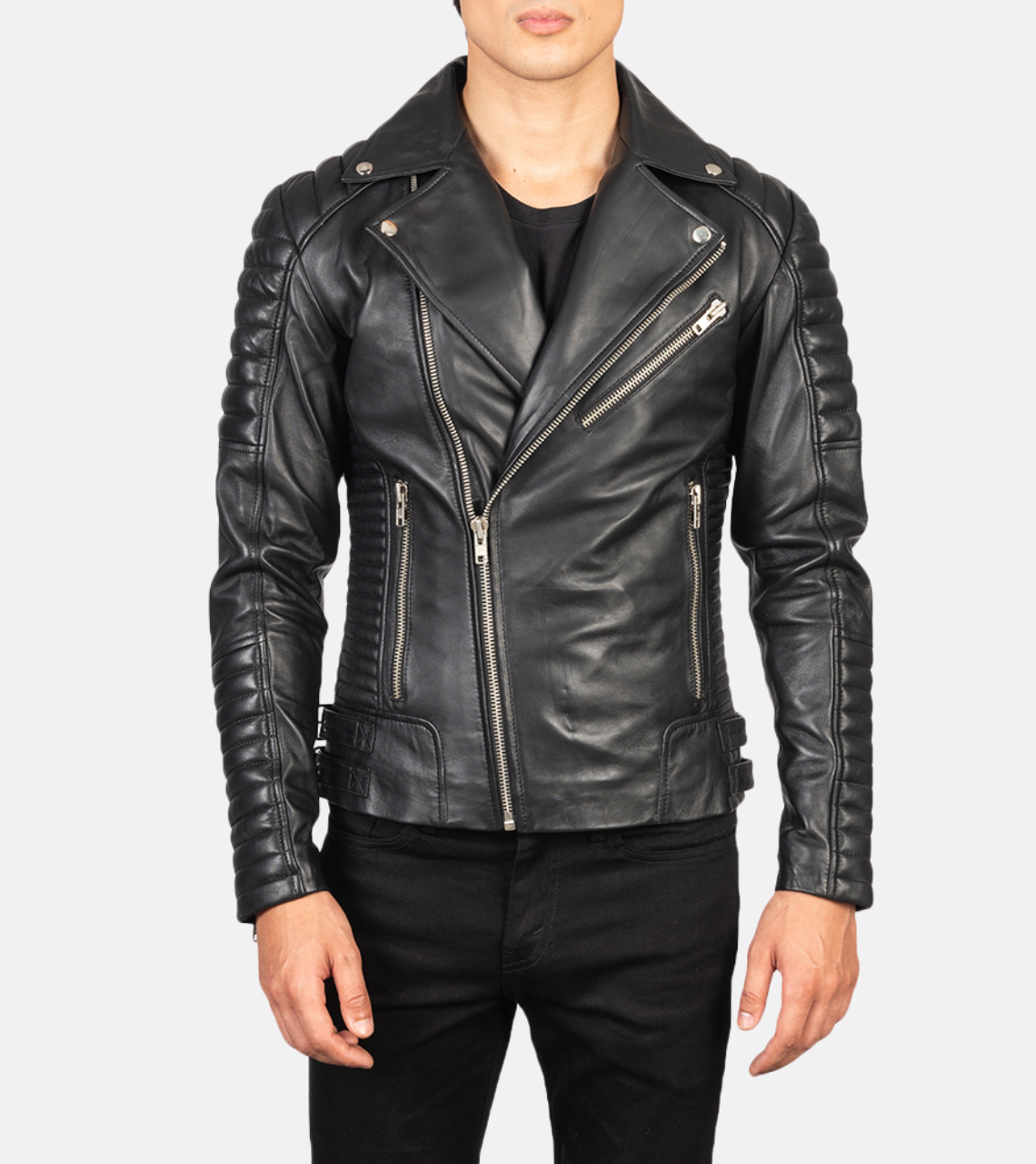  Puff Up Men's Biker Leather Jacket 