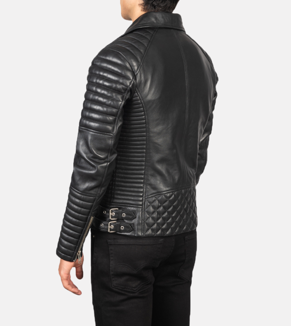  Puff Up Men's Biker Leather Jacket Back