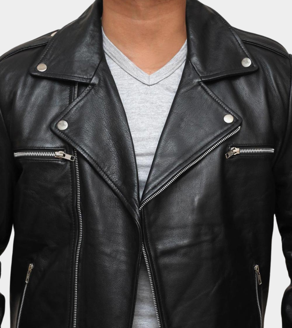 Men's Black Biker Leather Jacket