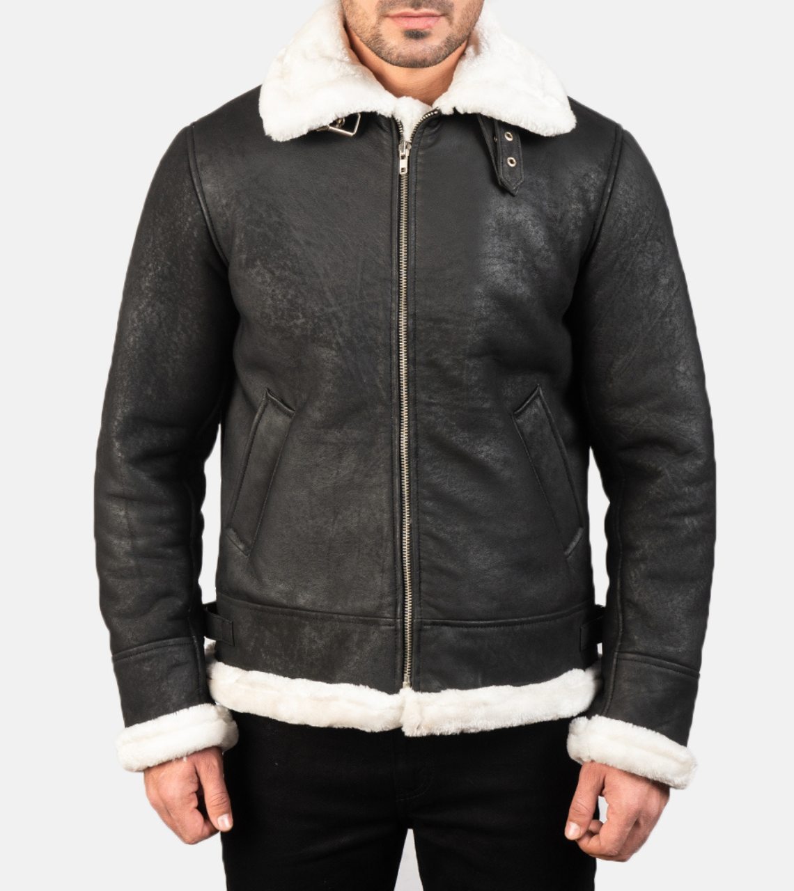  Shearling Men's Leather Bomber Jacket 