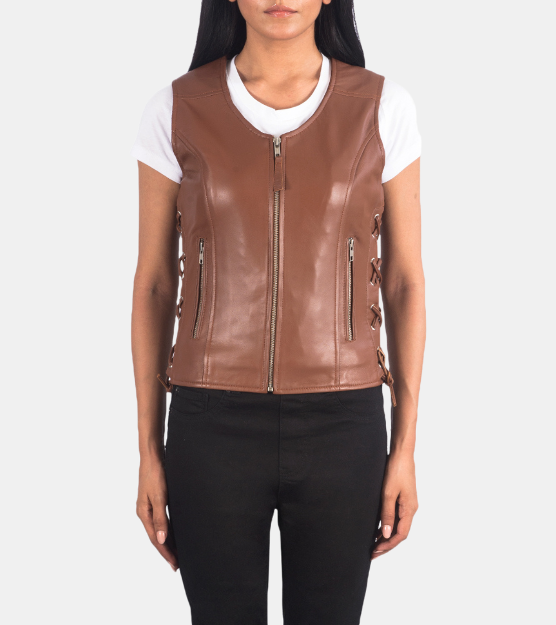 Astrede Women's Brown Leather Vest