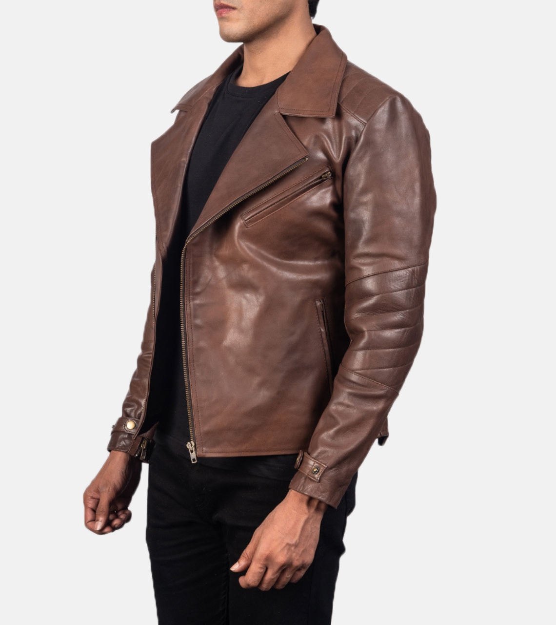 Brown Leather Biker Jacket