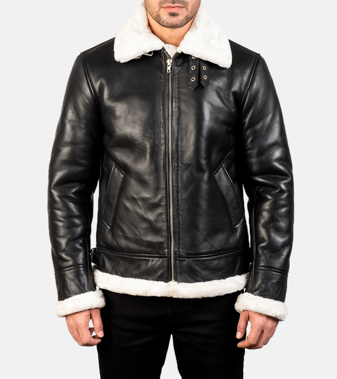  Pyramidal Shearling Men's Leather Bomber Jacket 