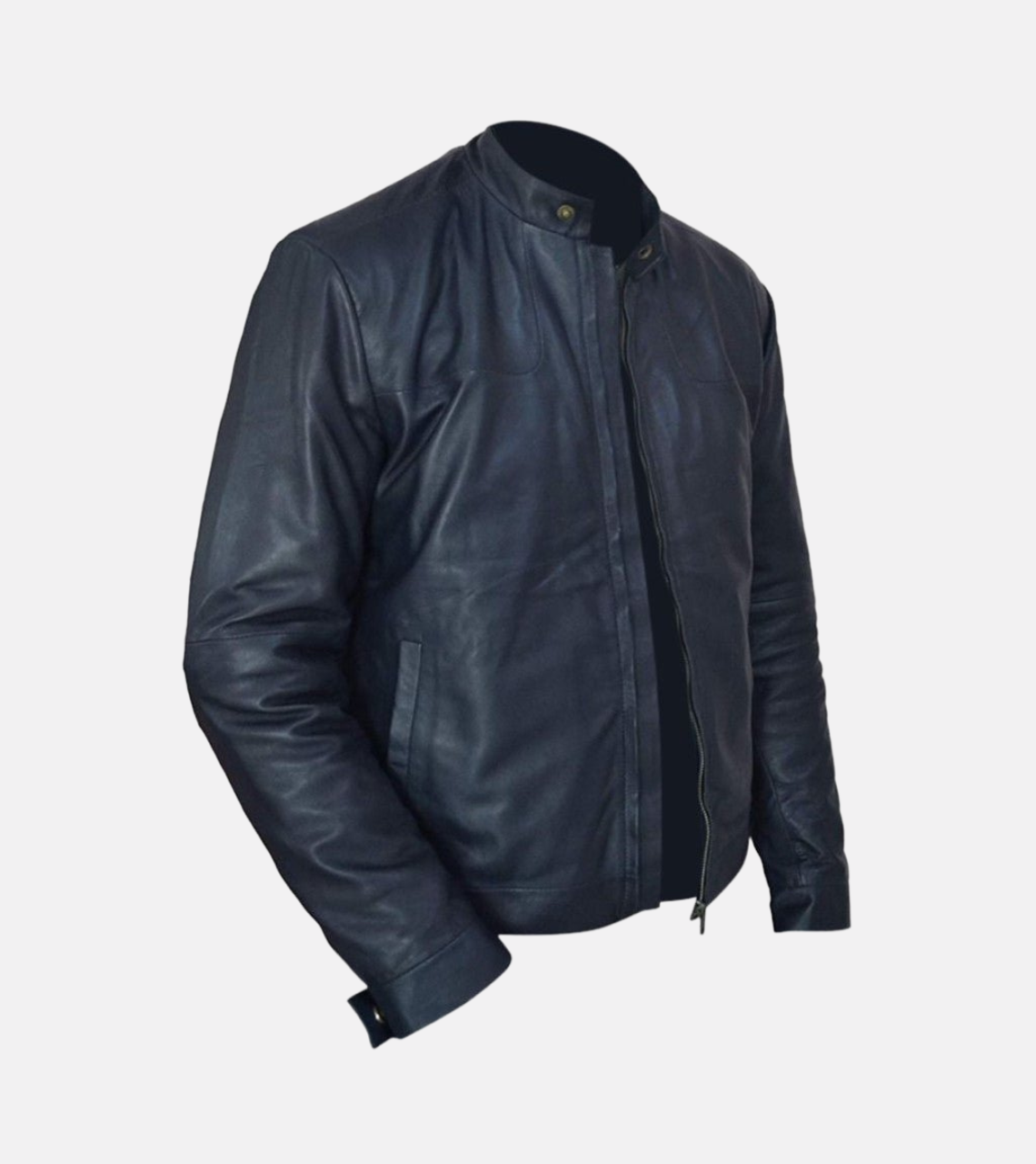 Jacobs Men's Blue Biker Leather Jacket