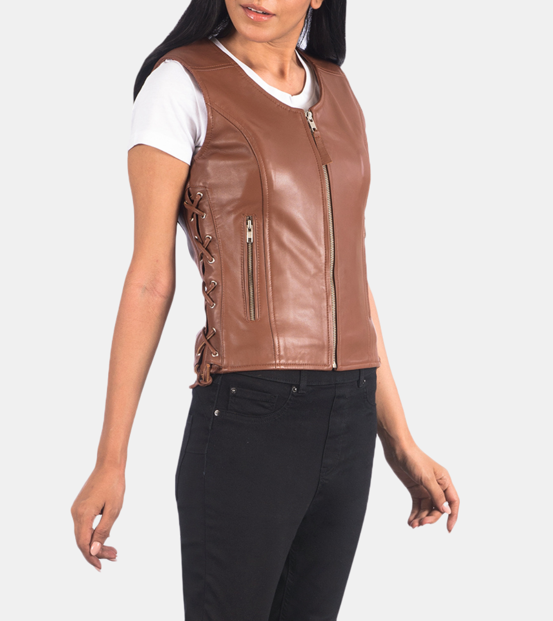 Astrede Women's Brown Leather Vest