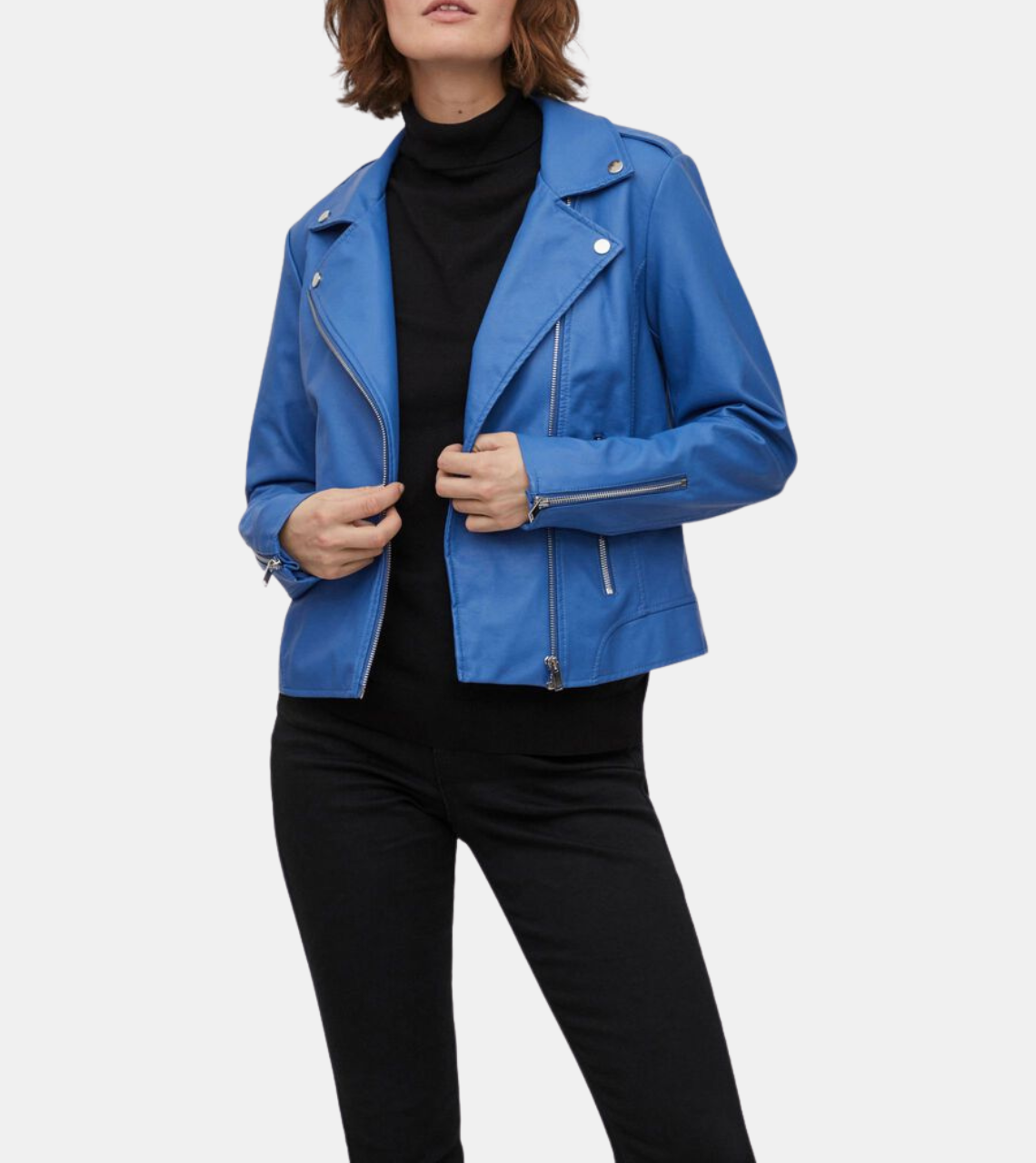 Luisa Women's Cobalt Biker's Leather Jacket