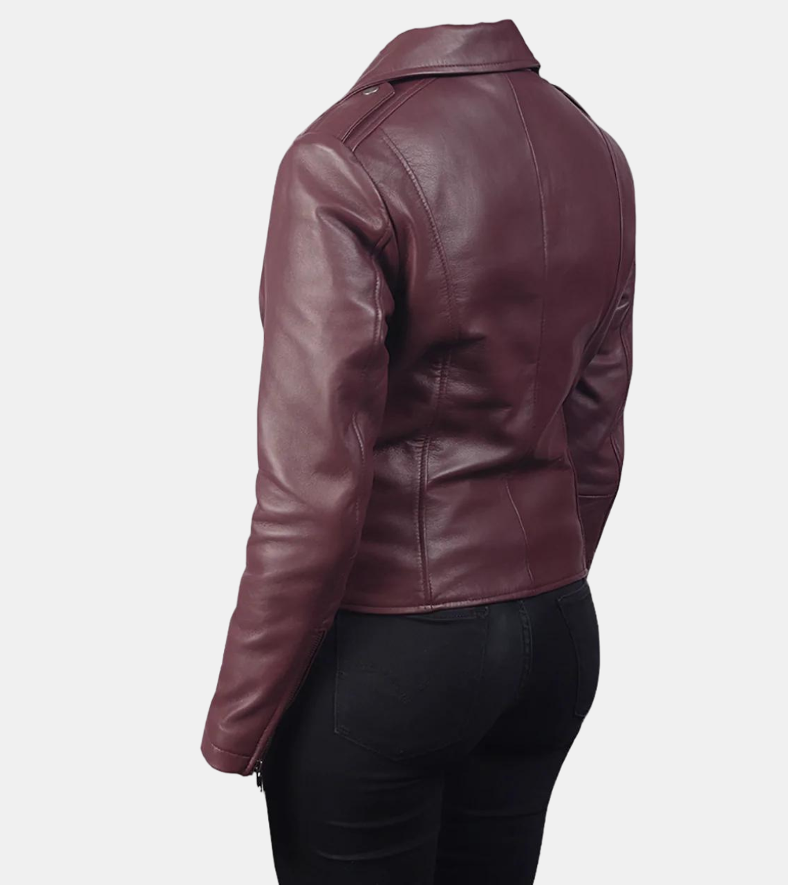 Cielle Women's Plum Red Leather Jacket